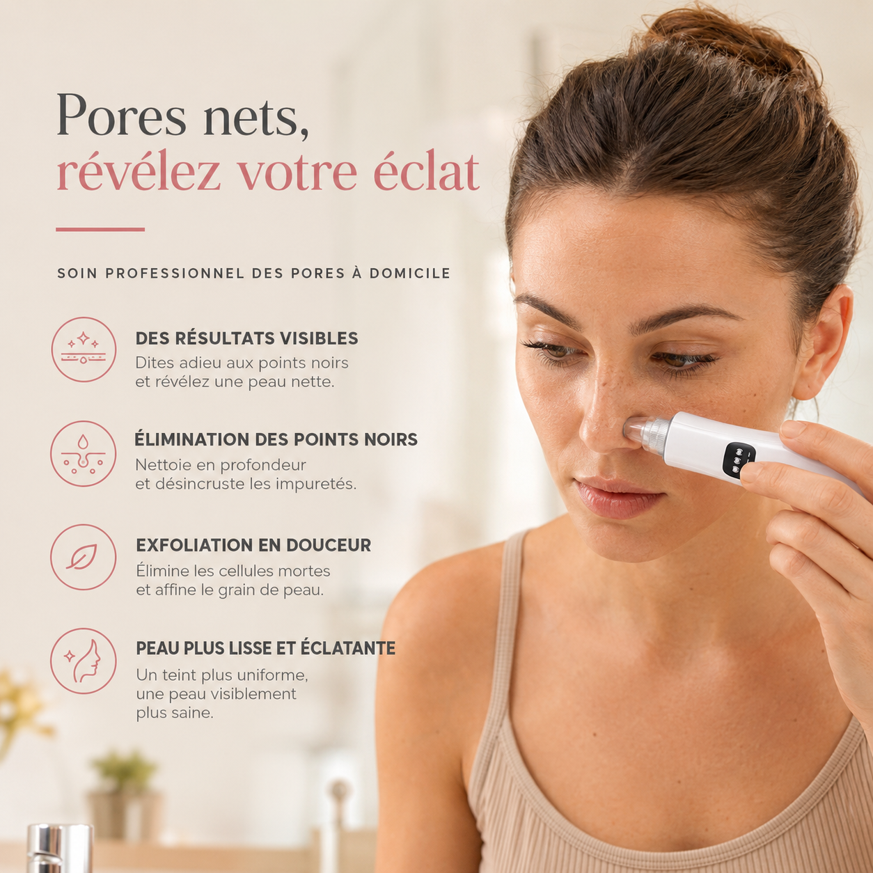 Aspirateur à points noirs Puryvé Pro rechargeable avec écran LED